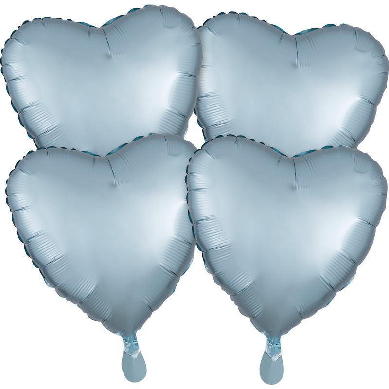 4 Pack- Satin Luxe X 4 Heart Pastel Blue Foil Balloon G20