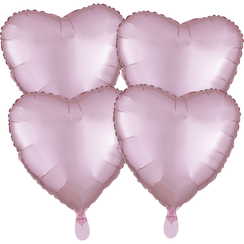 4 Pack Satin Luxe X 4 Pack Pastel Pink Heart Foil Balloon G20 packaged