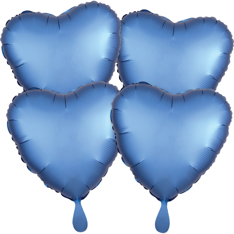 4 Pack Satin Luxe X 4 Pack Heart Azure Foil Balloon G20 packaged