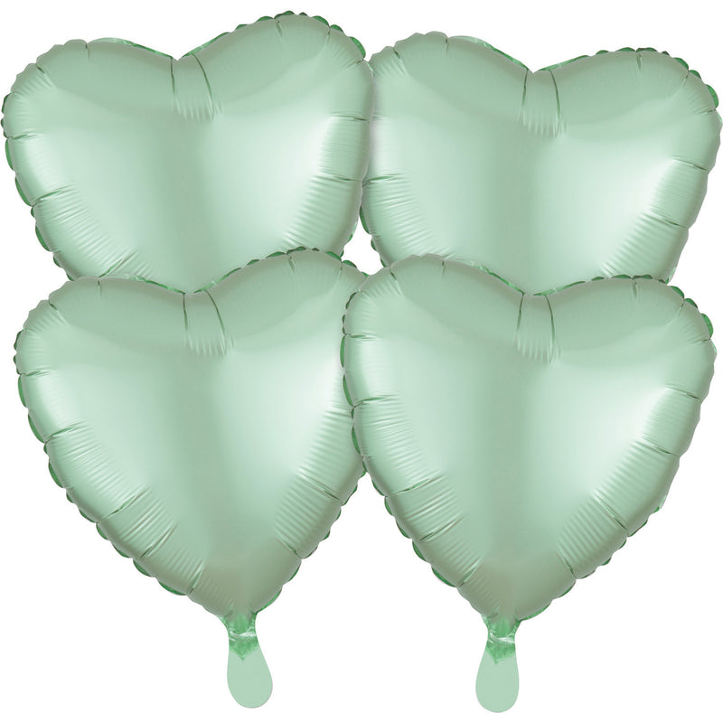 "Satin Luxe Pastel Green" Foil Balloon Heart, S15, 43cm