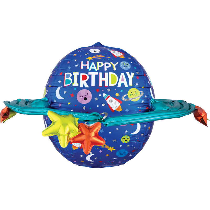 UltraShape Happy Birthday Colorful Galaxy Foil Balloon P60 packaged