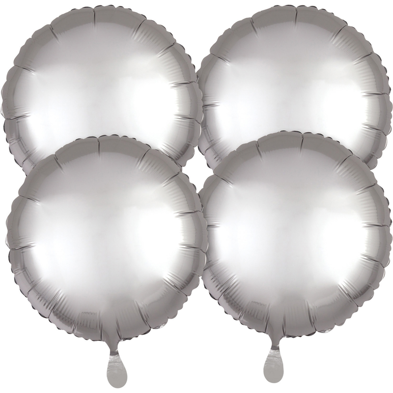 4 Pack " Satin Luxe Circle Platinum X 4 Foil Balloon Round, S15, 43cm