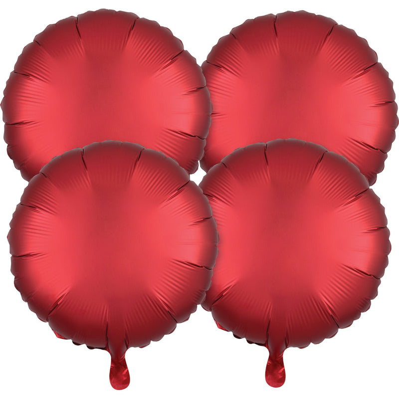 4 Pack " Satin Luxe Circle Sangria X 4 Foil Balloon Round, S15, 43cm
