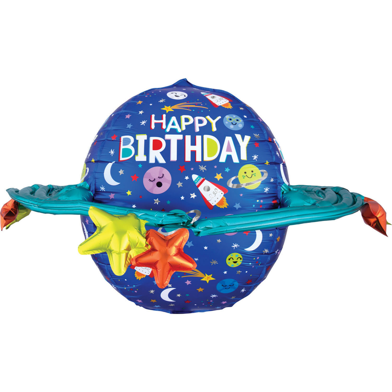 UltraShape Happy Birthday Colorful Galaxy Foil Balloon P60 packaged