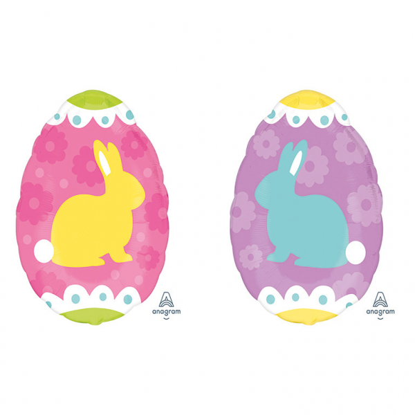 Junior Shape "Yellow and Blue Bunnies" Foil Balloon, S50, packed, 40 x 30cm