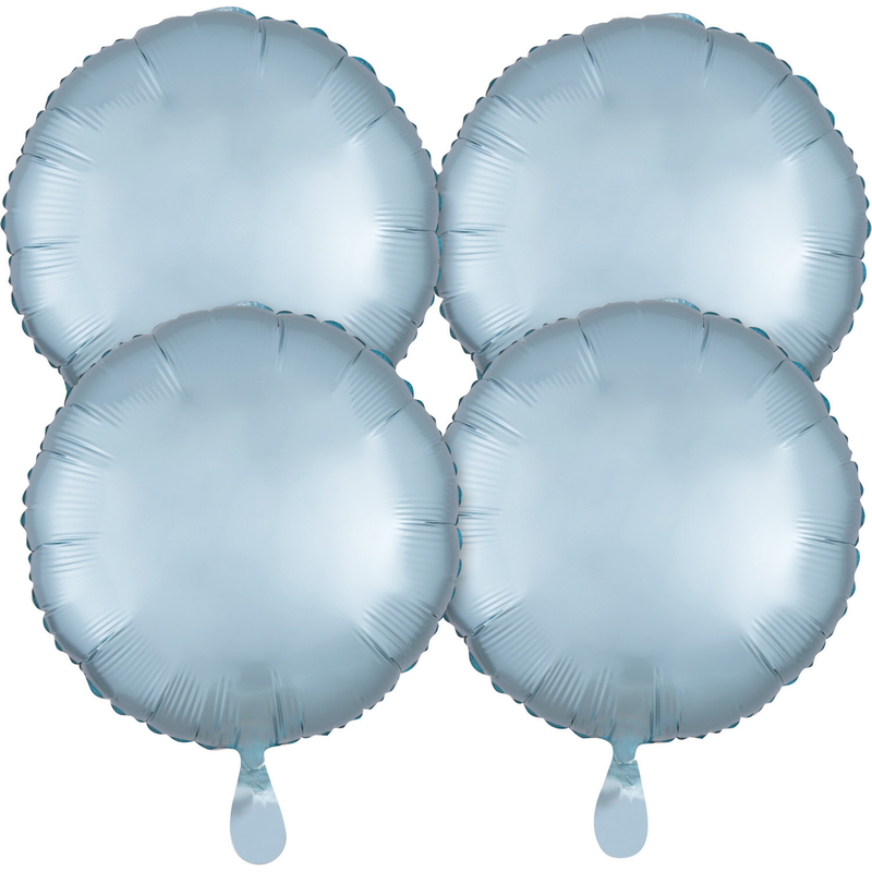 4 Pack " Satin Luxe Circle Pastel Blue X 4 Foil Balloon Round, S15, 43cm